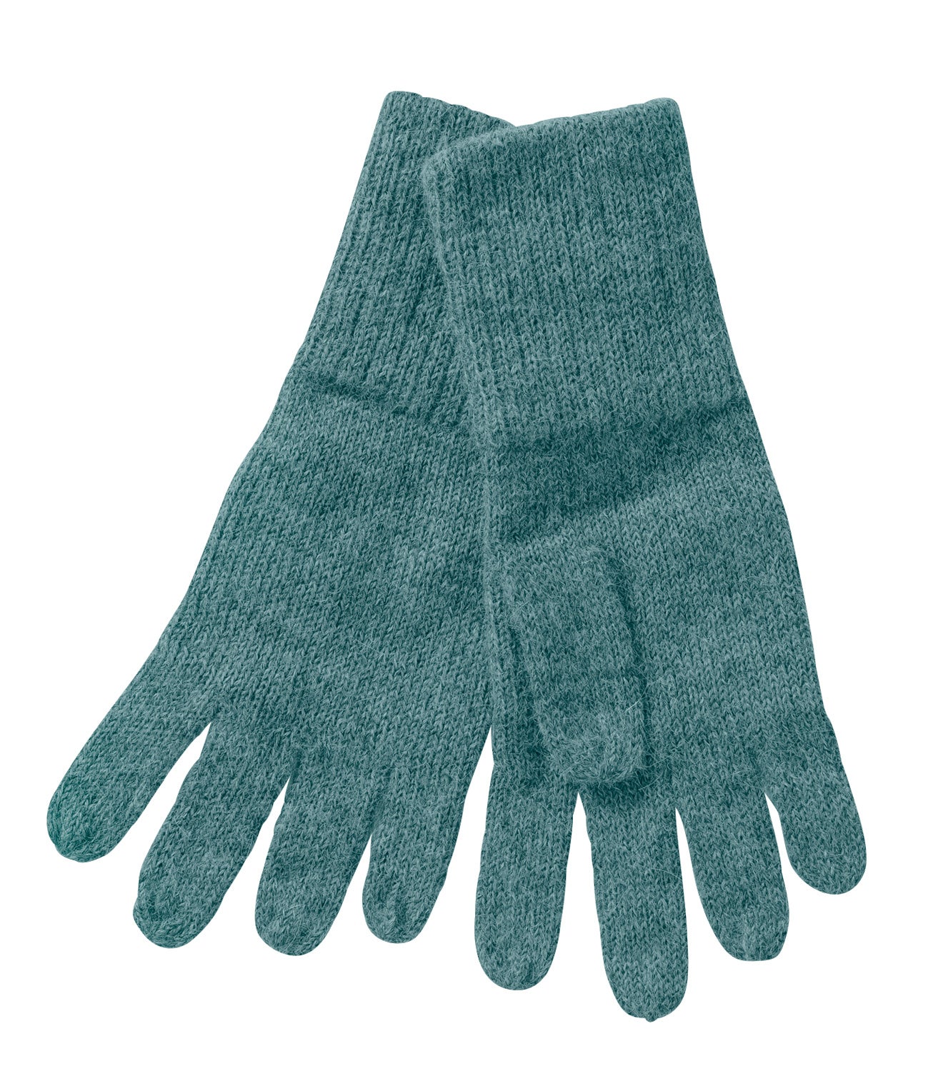 Paar gestrickte Alpaka-Handschuhe in hellblau, mit feiner Struktur und langen Bündchen, isolierend und weich, für kalte Wintertage geeignet, nahtloses Design