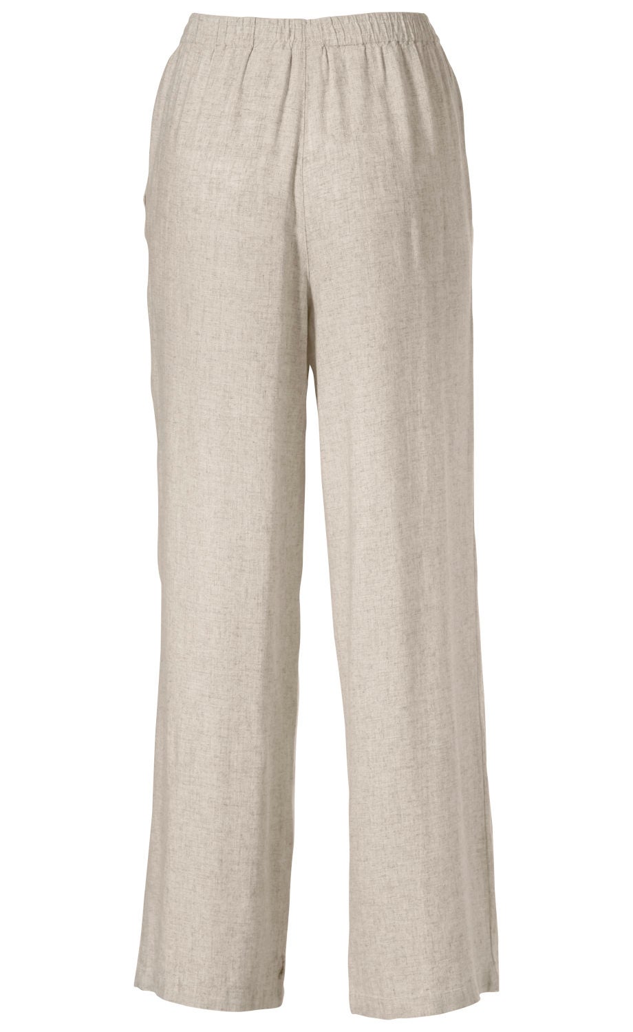 beige Viskose-Mix-Hose mit geradem Beinverlauf, elastischem Bund und locker sitzendem Schnitt, leicht strukturierter Stoff, ohne sichtbare Taschen oder Verschlüsse