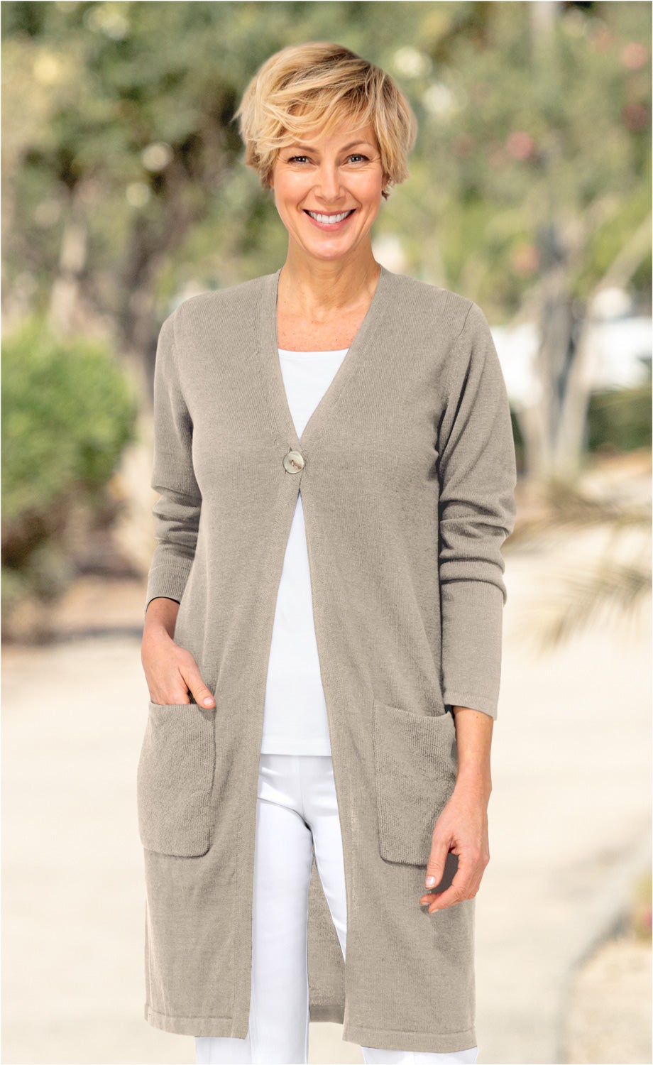 Leinen-Mix-Strickjacke