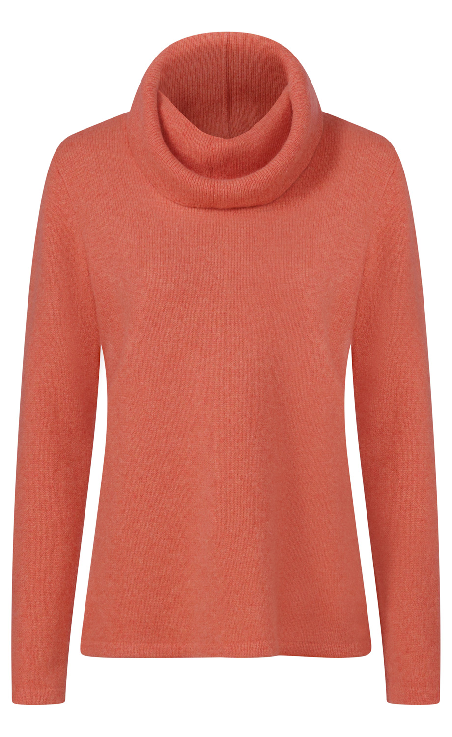 roter Rollkragenpullover aus Strick, langärmlig, schlichte Form, leicht tailliert, weiches Material, Casual-Stil