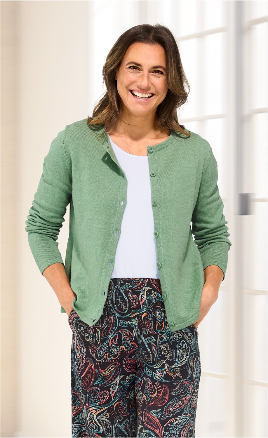 Leinen-Mix-Strickjacke
