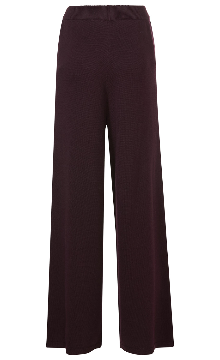 Dunkelrote Baumwoll-Mix-Hose mit weitem Bein, elastischem Bund, ohne sichtbare Taschen, gerade geschnitten, bequem und lässig, einfarbig, für Damen.