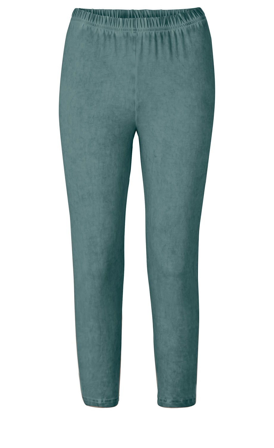 Baumwoll-Mix-Leggings in petrol, elastischer Bund, eng anliegend, glatte Oberfläche, knöchellang, schmal geschnitten, ohne Muster oder Verzierungen, schlichtes Design