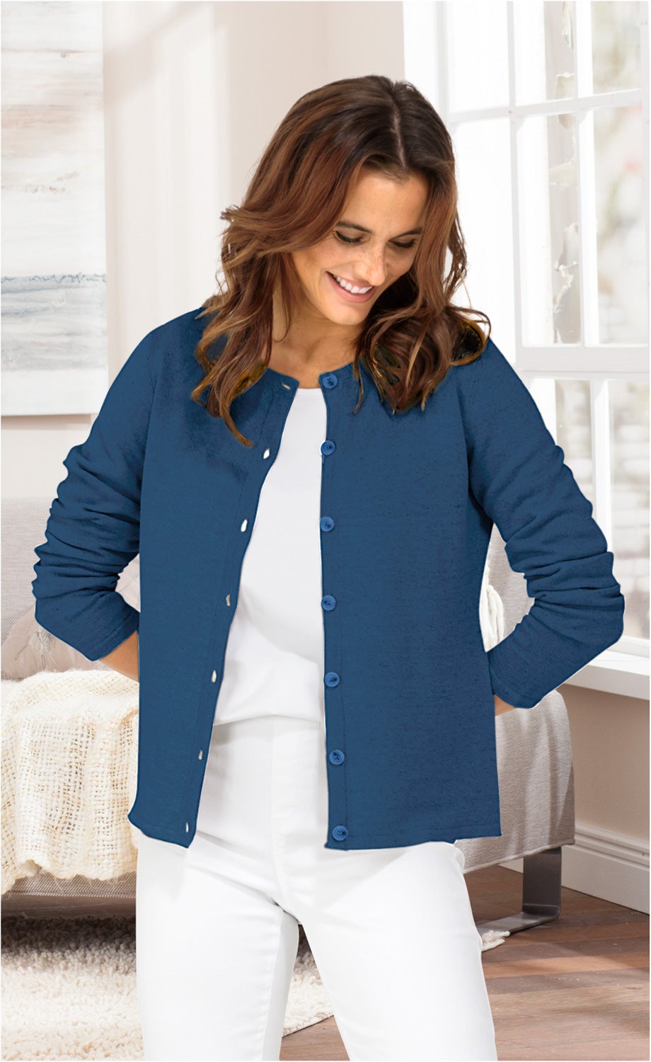 Leinen-Mix-Strickjacke