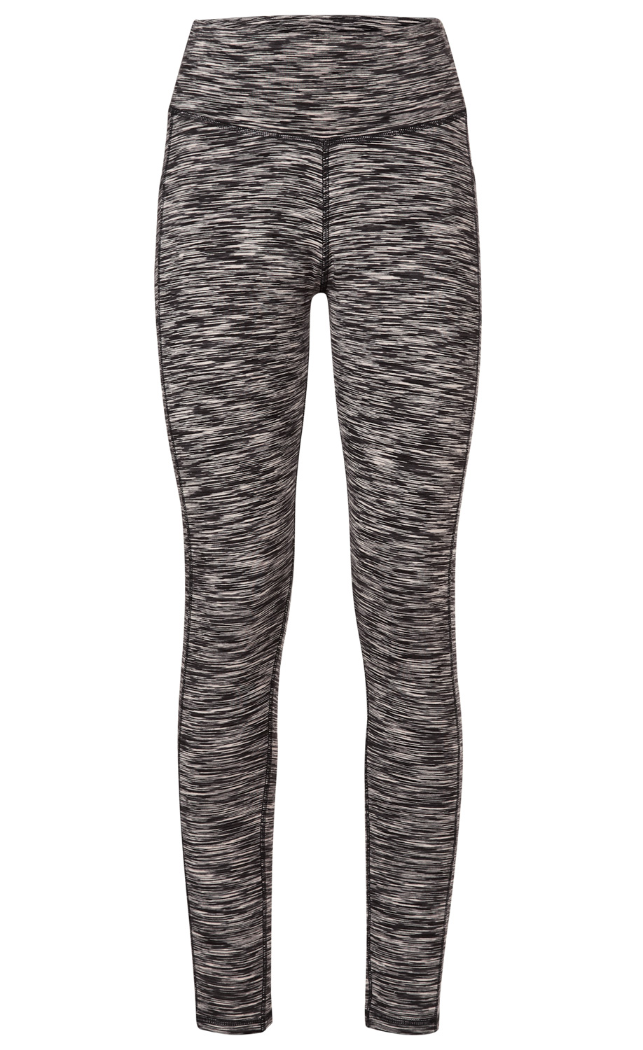 Baumwoll-Hose mit eng anliegendem Schnitt, hoher Taille und elastischem Bund, gemustert in Grau- und Schwarztönen, nahtverarbeitet, lang und schmal geschnitten.