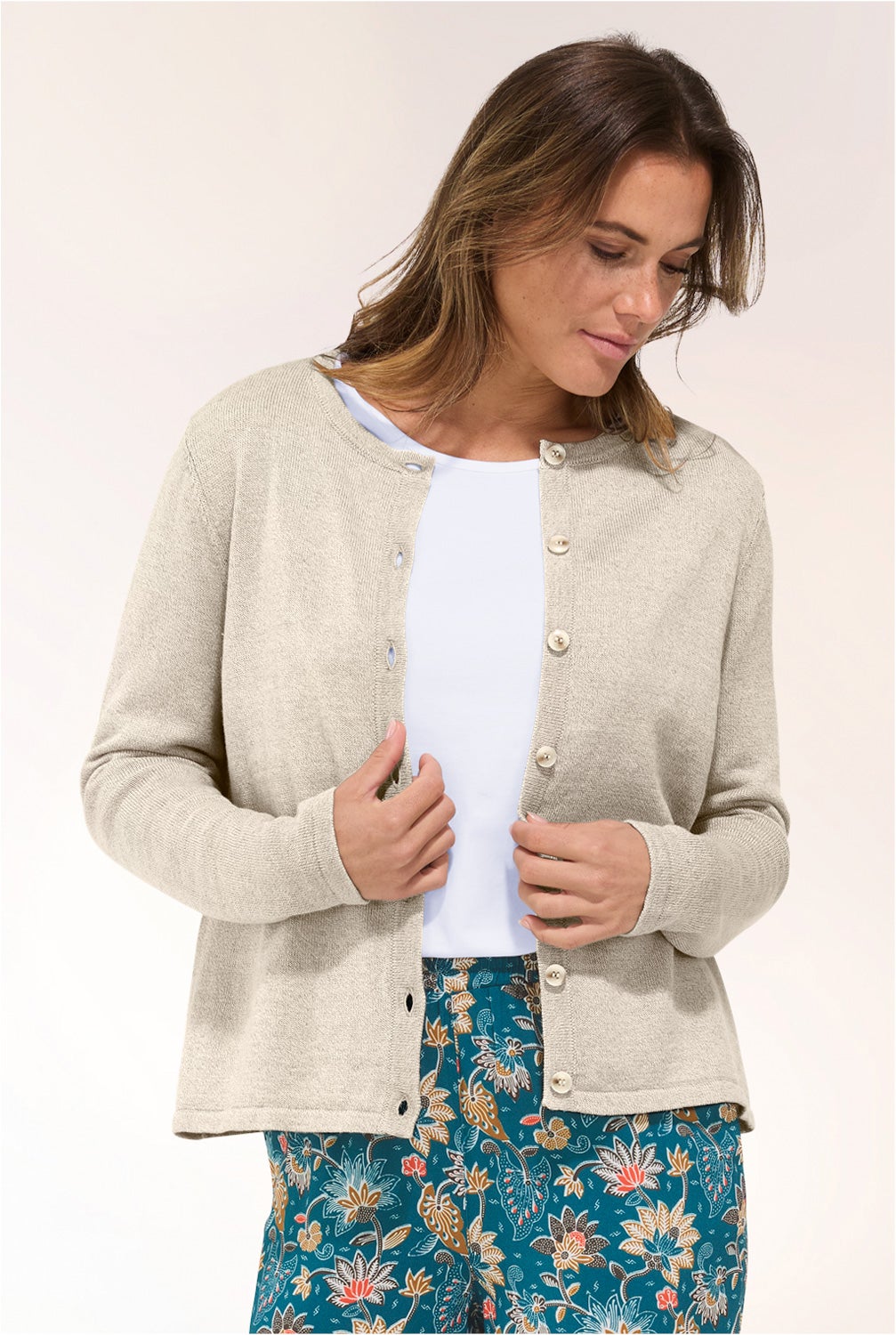 Leinen-Mix-Strickjacke