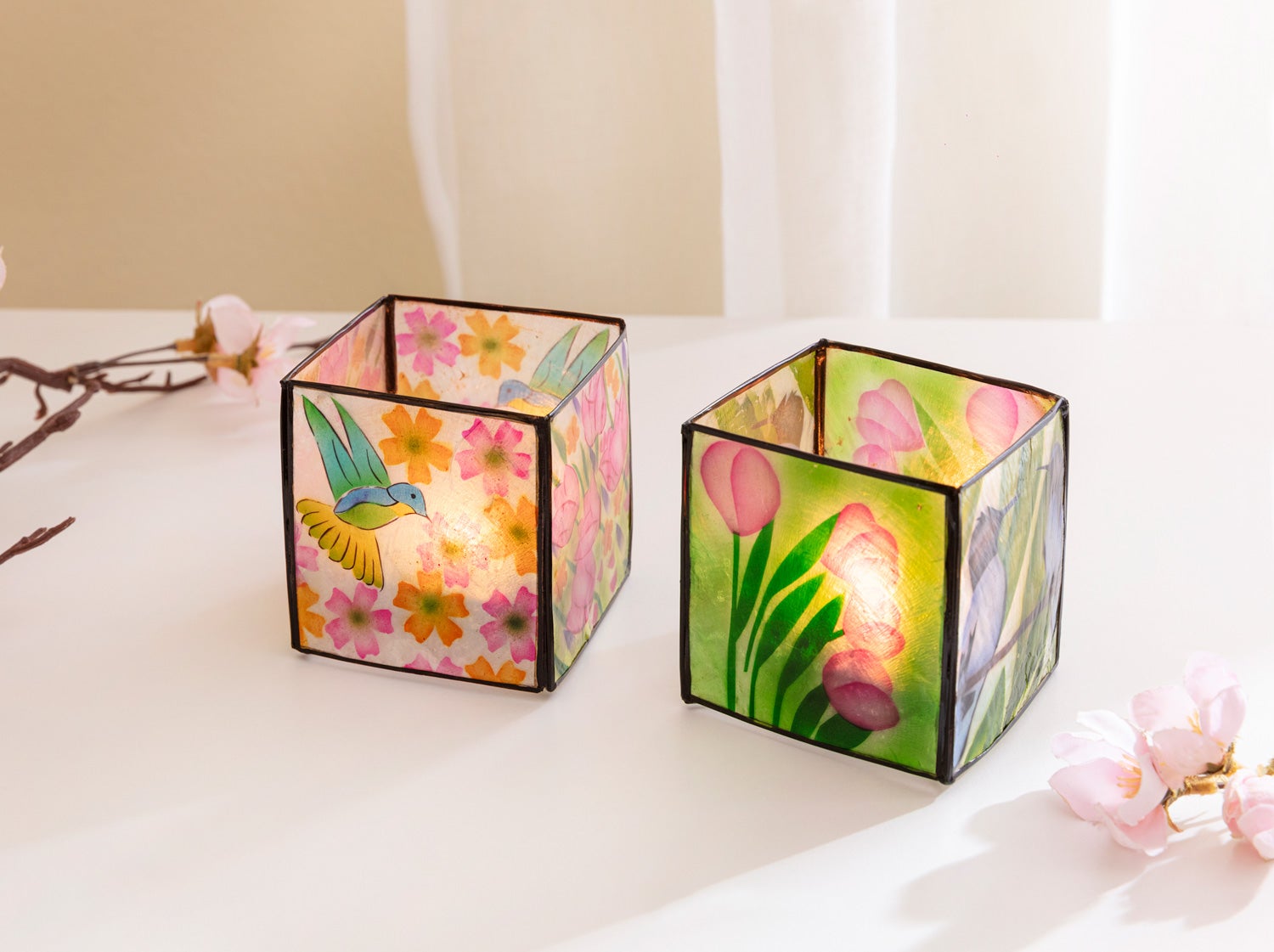 Capiz-Windlicht 2/Set