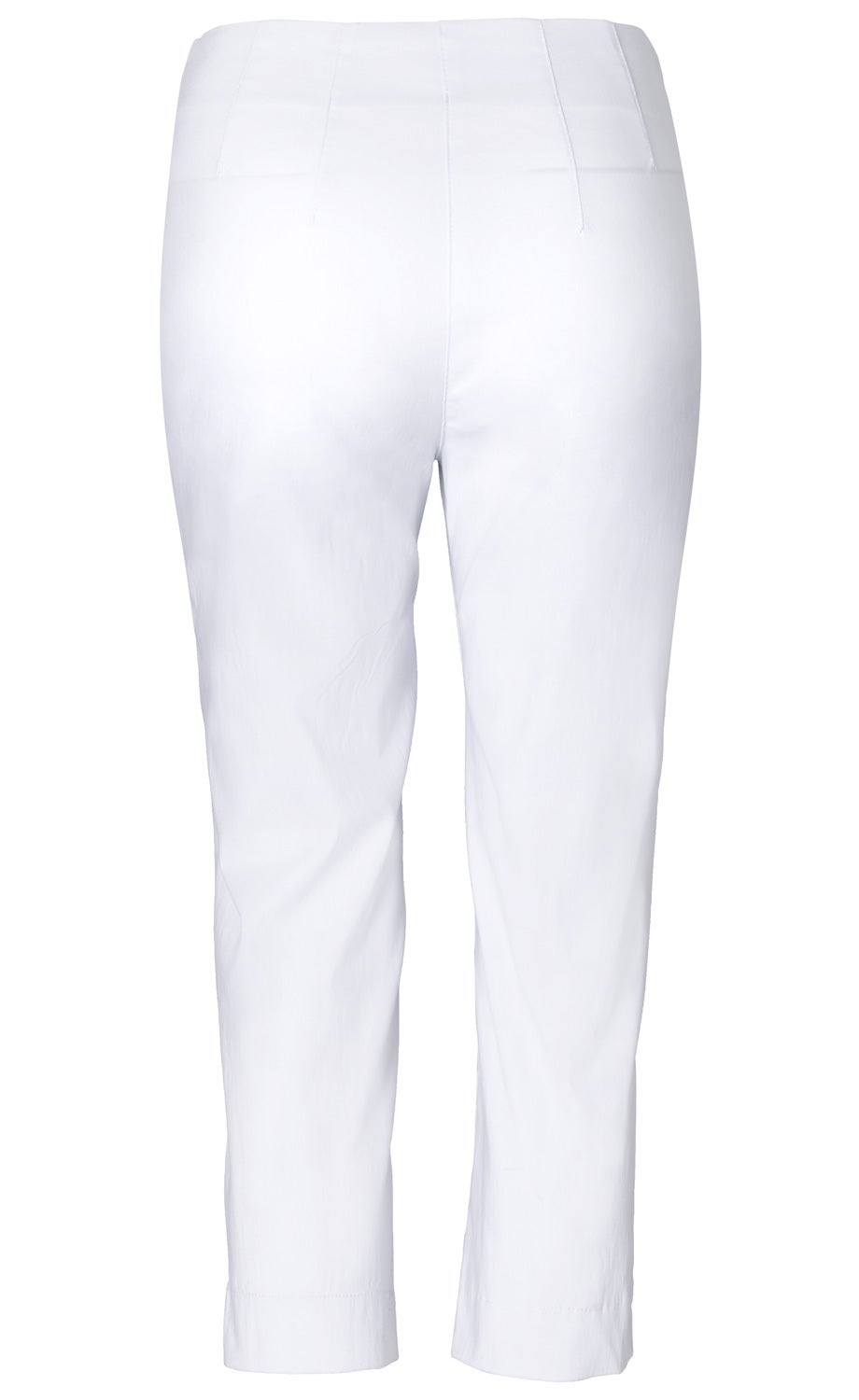 weiße Viskose-Mix Hose, gerade geschnitten, hinten ohne sichtbare Taschen, schlichte Optik, leicht tailliert, Knöchellänge, glatter Stoff, für Damen