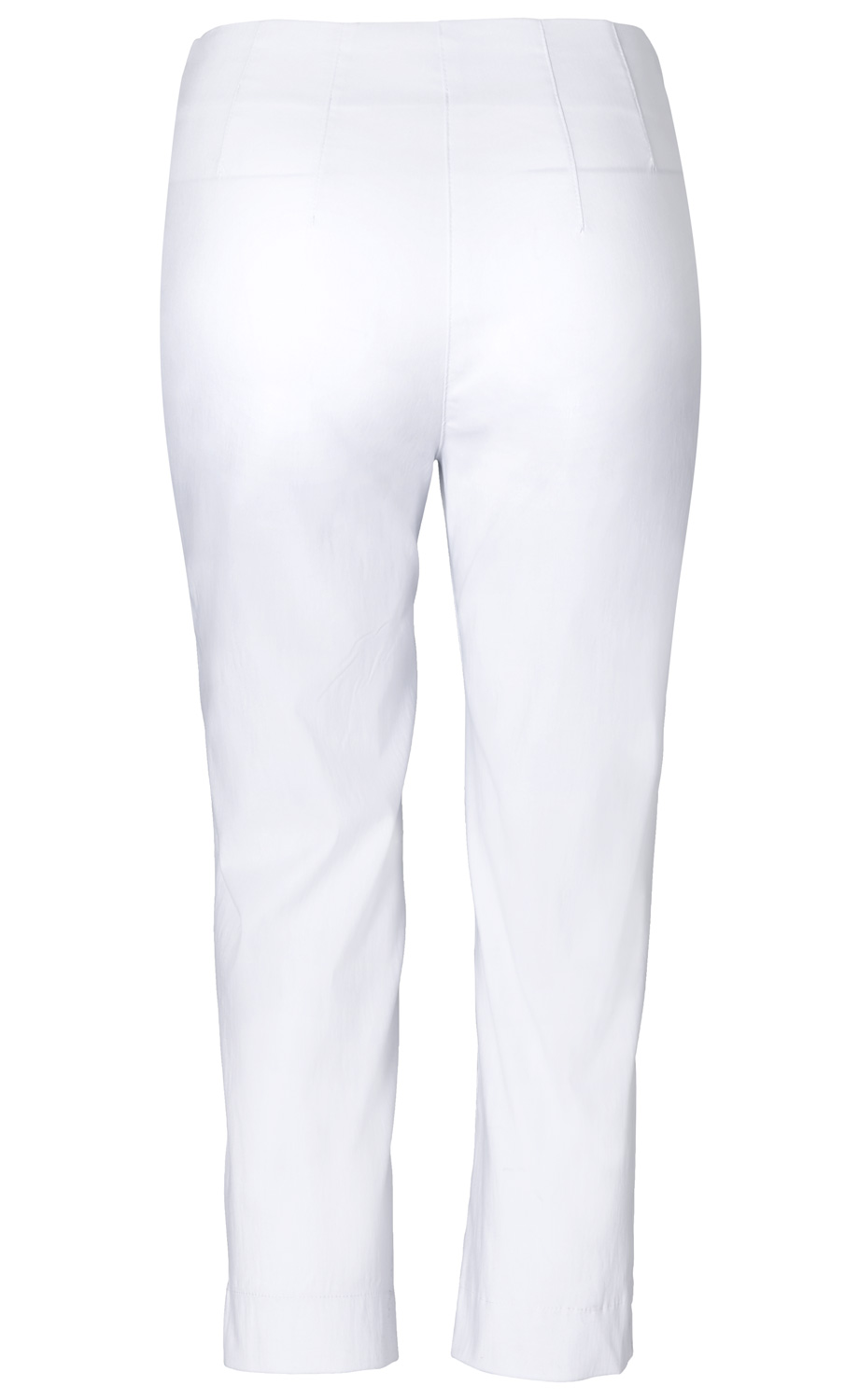 weiße Viskose-Mix Hose, gerade geschnitten, hinten ohne sichtbare Taschen, schlichte Optik, leicht tailliert, Knöchellänge, glatter Stoff, für Damen