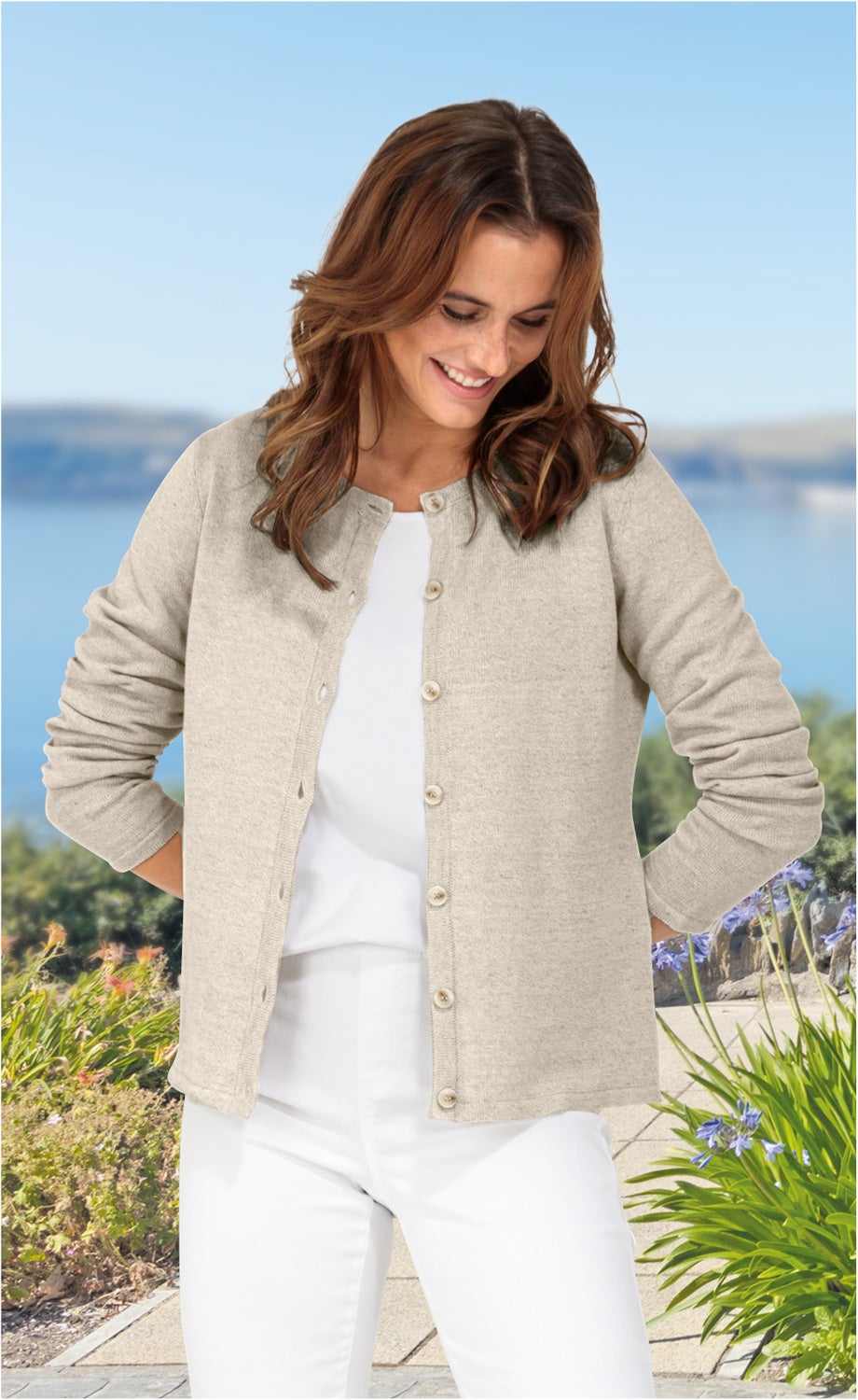 Leinen-Mix-Strickjacke