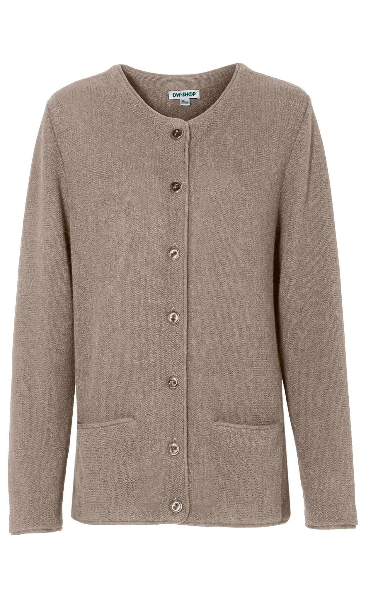Alpaka-Strickjacke in kiesel - 038356