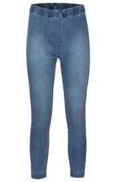 Dunkelblaue Leggings in Jeansoptik, einfarbig, elastischer Bund, schmal geschnitten, knöchellang