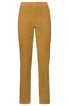 Hose in ockerbraun ohne Muster, gerader Schnitt, elastischer Bund, seitliche Naht, lange Beine