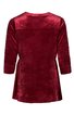 Dunkelrotes Damenoberteil, unifarben, samtstrukturierter Stoff, Rundhalsausschnitt, 3-4 Armellänge, gerade geschnittener Saum