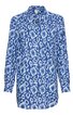 Langärmliges Hemd, königsblau mit weiß-blauem abstraktem Muster, Hemdkragen, durchgehende Knopfleiste, locker fallende Passform