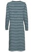 Langärmliges Kleid in hellblau mit schwarzen horizontalen Streifen, rundem Ausschnitt, knielang, gerade geschnitten