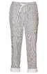 Hose für Damen in Hellgrau und Weiß gestreift, gerader Schnitt, mit Bündchen am Saum, elastischem Bund mit weißem Kordelzug, zwei seitliche Taschen, knöchellang