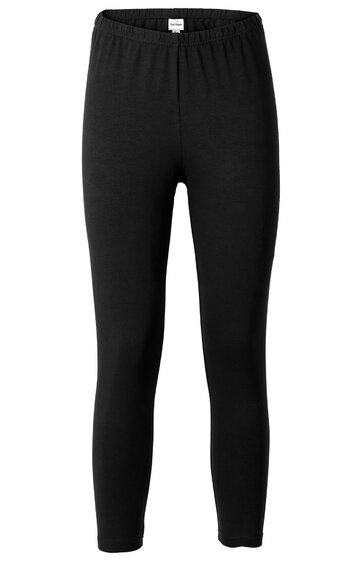 Schwarze Leggings, einfarbig, elastischer Bund, eng anliegende Passform, durchgehende Länge bis zu den Knöcheln