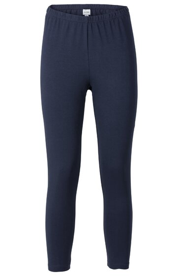 Dunkelblaue Leggings, einfarbig, elastischer Bund, schmal geschnitten, knöchellang