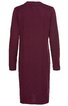 Einfarbiges, dunkelrotes Kleid, langärmelig, gerade geschnitten, knielang, ohne sichtbare Muster oder Verzierungen, ohne erkennbare Öffnungen, Rückansicht