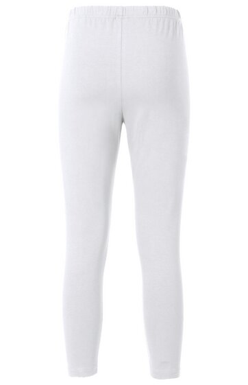 Weiße lange Leggings, elastischer Bund, eng anliegend, ohne Muster oder sichtbare Details
