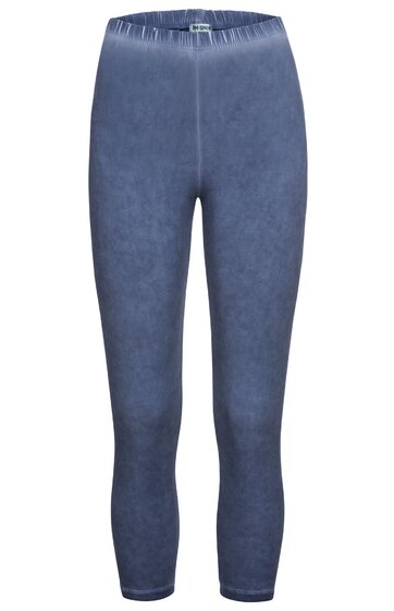 Blaugraue Leggings ohne Muster, hochtailliert, schmal geschnitten, elastischer Bund, knöchellang