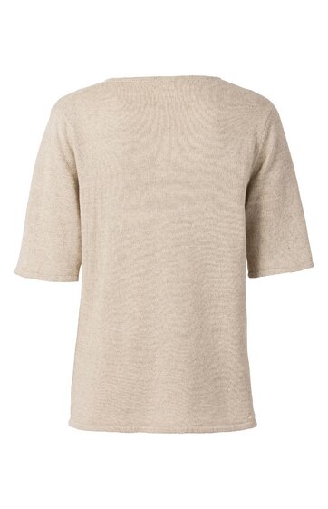 Beiger T-Shirt, einfarbig, kurze Ärmel, Rundhalsausschnitt, gerade geschnitten