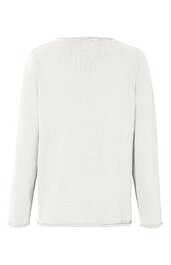 Weißes Langarmshirt, schlicht, rundhalsausschnitt, gerade geschnitten, ohne Muster, ohne sichtbare Verzierungen, Rückansicht