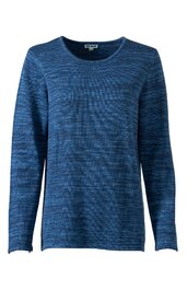 Langärmliges Pullover-Oberteil in meliertem Blauton, rundhalsausschnitt, gerade geschnitten, ohne sichtbare Verschlüsse