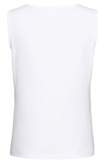 Weißes ärmelloses Tanktop ohne Muster, Rundhalsausschnitt, gerade geschnitten, glatte Oberfläche