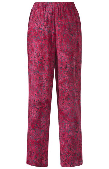 Hose in pink mit abstraktem Muster, gerader Schnitt, elastischer Bund, lange Hose