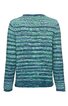 Langärmliger Pullover in Grün- und Blautönen mit horizontalem Streifenmuster, Rundhalsausschnitt, gerade geschnitten, Rückansicht