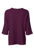 Damenbluse in dunkellila mit feiner Längsstruktur, rundem Ausschnitt, 3/4-Ärmel, gerade geschnitten, ohne Muster, hinten abgebildet