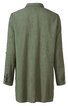 Langärmlige Bluse in Olivgrün mit feiner Struktur, Hemdblusenkragen, Manschetten mit Knöpfen, gerade geschnitten, Rückansicht ohne Muster
