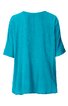 Türkisfarbene Bluse ohne Muster, Rundhalsausschnitt, halbarm, gerade geschnitten, Rückansicht
