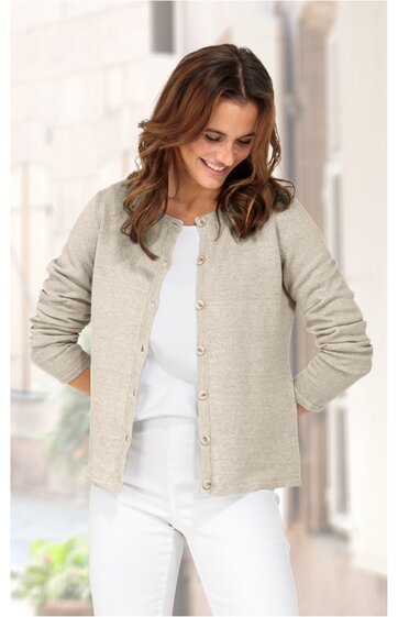 Leinen-Mix-Strickjacke 