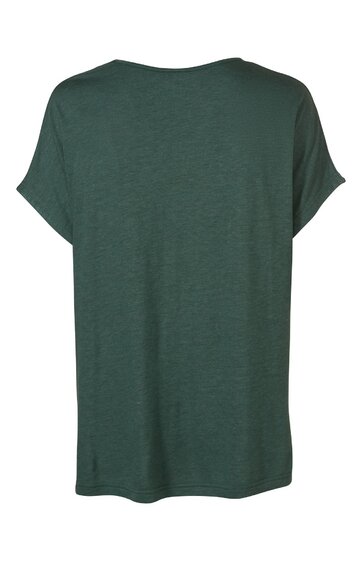 Kurzärmeliges T-Shirt in dunkelgrün, einfarbig, Rundhalsausschnitt, gerade geschnitten, ohne sichtbare Verzierungen