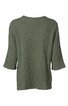Damenbluse in khakigrün, unifarben, leichte Struktur mit feinen Falten, Rundhalsausschnitt, 3-4 Ärmel mit kleiner Rüsche am Saum, lockere Passform