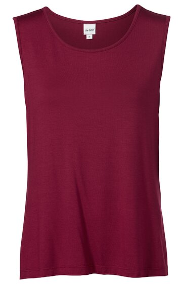 Ärmelloses Top in bordeauxrot, rundhalsausschnitt, locker geschnitten, glatte Oberfläche, ohne Muster oder weitere Details