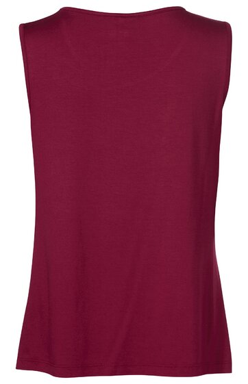 Ärmelloses Oberteil in dunklem Rot, einfarbig, Rundhalsausschnitt, gerade geschnitten