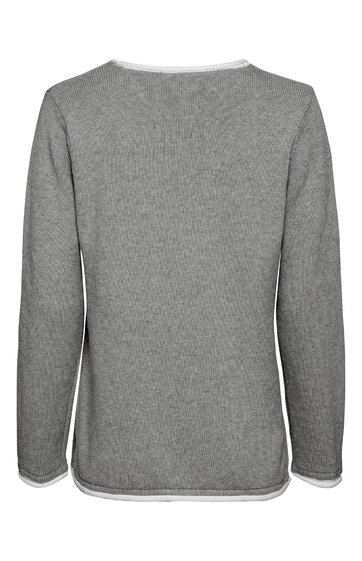 Graues Langarmshirt in schlichter Optik, Rundhalsausschnitt, gerade geschnitten, ohne Muster, Rückansicht