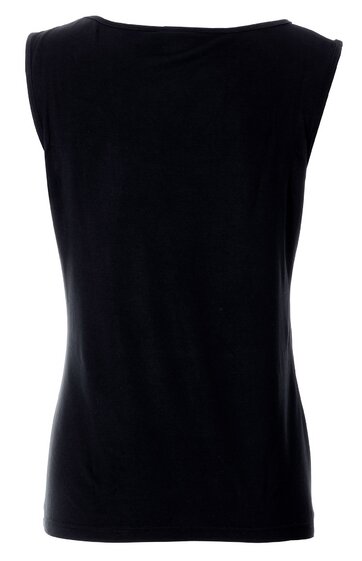 Schwarzes ärmelloses Shirt ohne Muster, rundhalsausschnitt, gerade geschnittener Saum