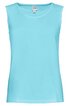 Ärmelloses Damenoberteil in helltürkis, unifarben, Rundhalsausschnitt, gerade geschnitten