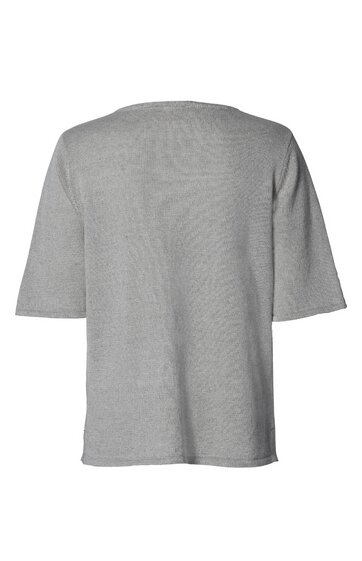 Hellgraues T-Shirt, unifarben, kurze Ärmel, rundhalsausschnitt, gerade geschnitten, Rückansicht