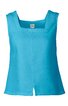 Ärmelloses Top in helltürkis, unifarben, breiter quadratischer Ausschnitt, gerade geschnitten, kleiner Schlitz vorne am Saum