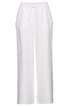 Weiße lange Hose mit weitem Bein, elastischem Bund mit Kordelzug, zwei seitlichen Eingrifftaschen, gerader Schnitt ohne Muster