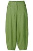Hellgrüne, weite Hose mit elastischem Bund, langer Schnitt, vorne mit Knopf und Reißverschluss, gerader Beinabschluss mit Bündchen