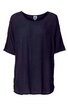 Damen-T-Shirt in dunkelblau, unifarben, Rundhalsausschnitt, kurze Ärmel, lockere Passform, gerade geschnittener Saum