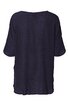 Dunkelblaues Langarmshirt ohne Muster, Rundhalsausschnitt, gerade geschnitten, locker fallend, langärmelig, hinten länger geschnitten