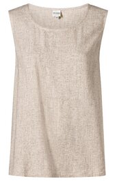 Ärmelloses Oberteil in Beige mit leichtem Gewebemuster, Rundhalsausschnitt, gerade geschnitten